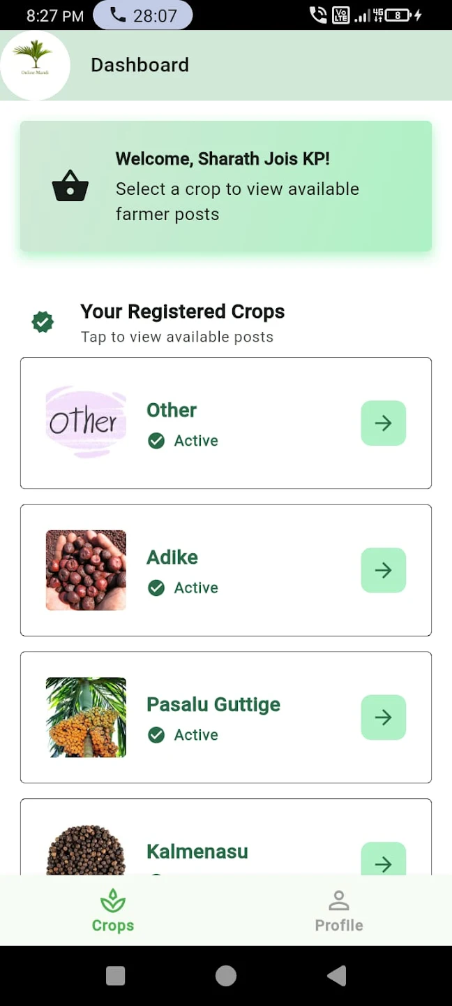 Online Mandi App Interface